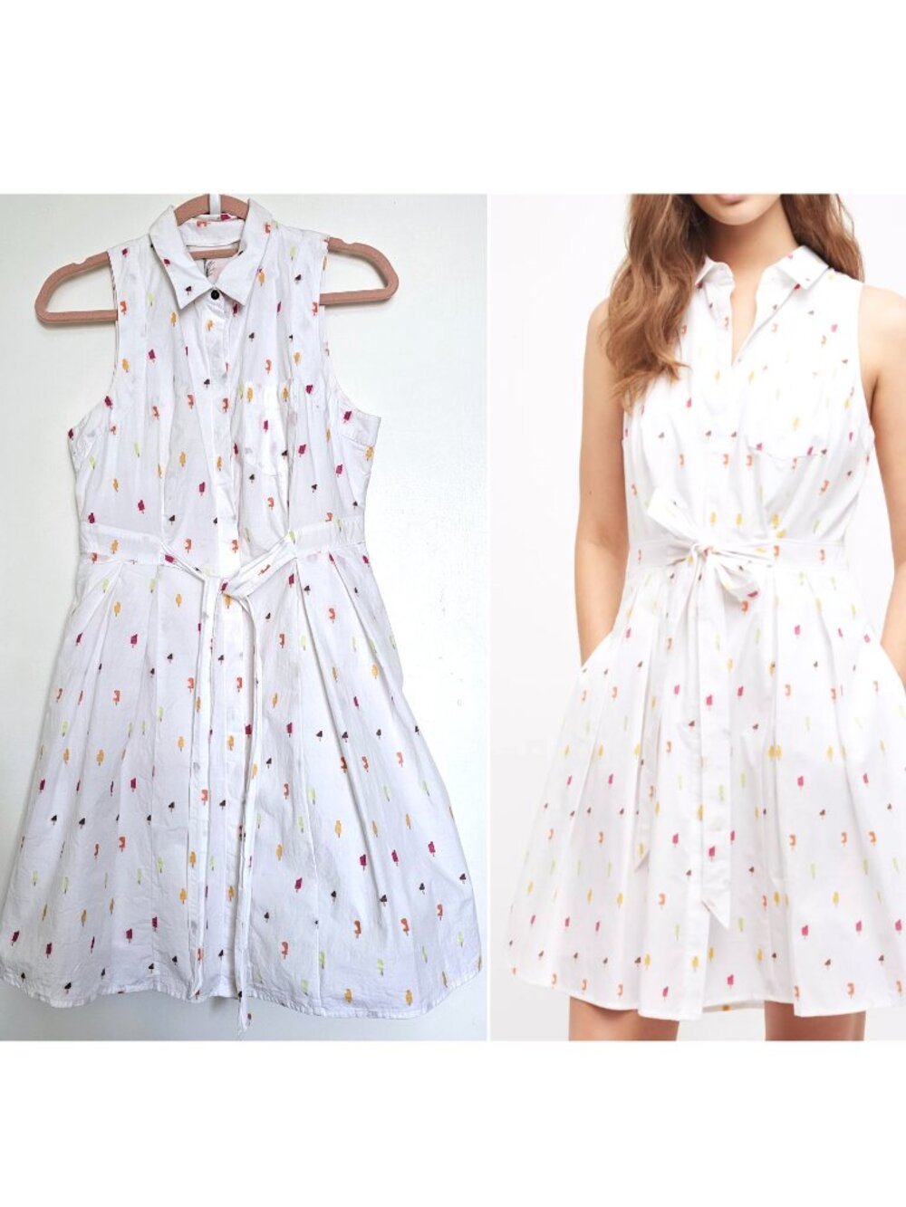 HD in Paris Paleta Popsicle Fit & Flare Tie Waist Shirtdress XS Petite 0P 2P